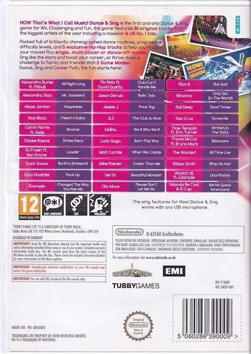 Now Thats What I Call Music Dance and Music - Nintendo Wii (B Grade) (Genbrug)